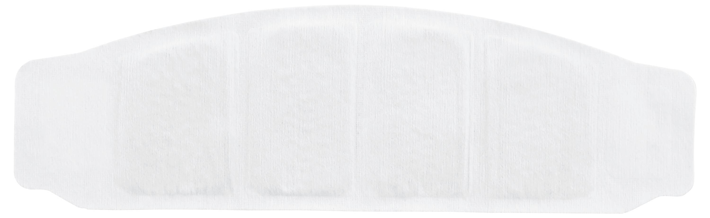 Een witte gevoerde polsband met vier verheven secties, waarschijnlijk voor demping of ondersteuning.