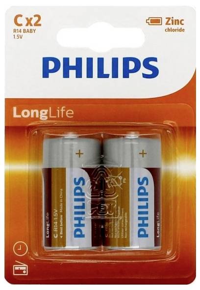 Philips R14L2B - C batterij - 2 stuks-0