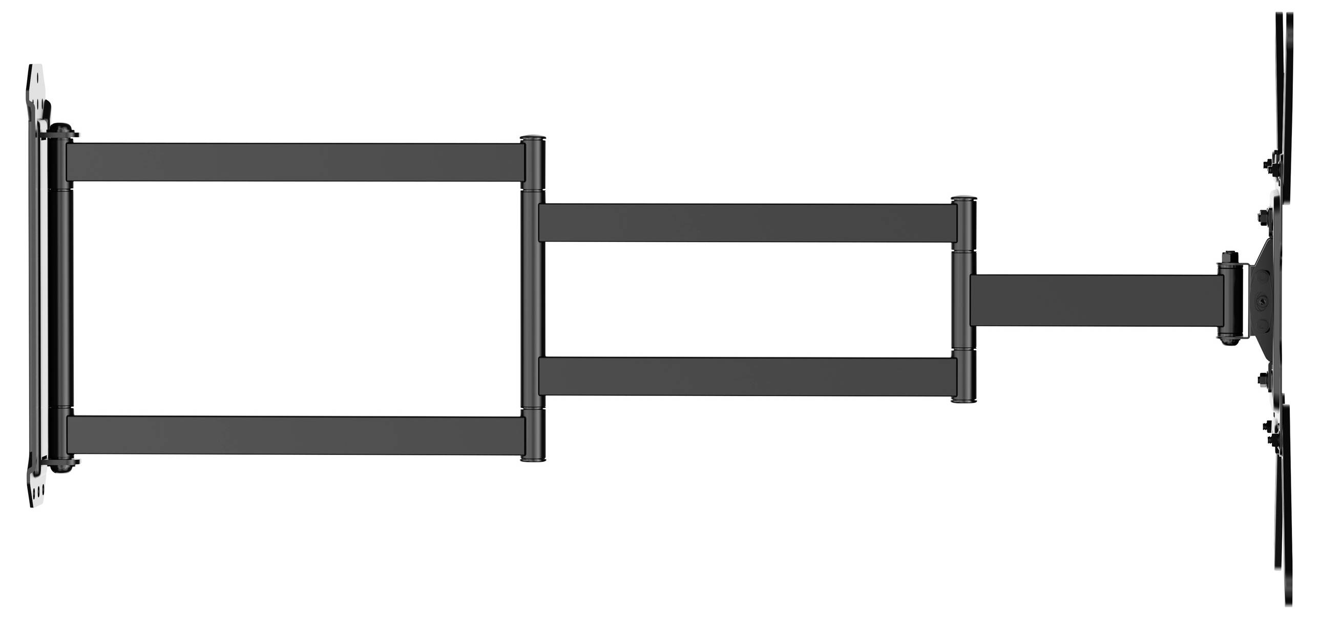 Een uitgebreide, richtingsflexibele tv-wandsteun voor flatscreen-televisies. Geschikt voor wandmontage met meerdere scharnieren.