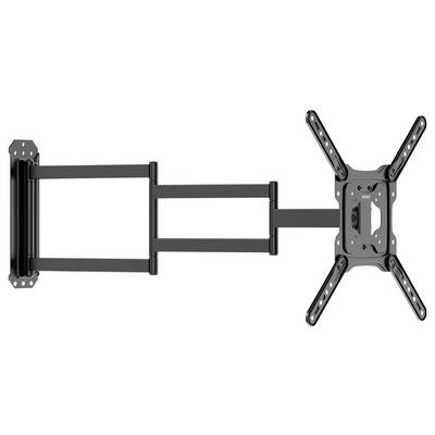 Draaibare tv-wandbeugel met uittrekbare arm, maakt flexibele positionering mogelijk. Geschikt voor verschillende schermformaten.