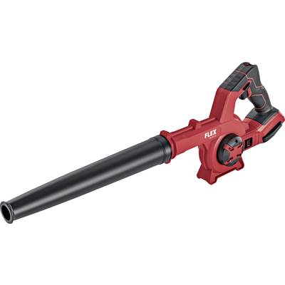 Rood en zwart blaasapparaat voor tuinreiniging. Ergonomische handgreep, lange uitloop voor nauwkeurig verwijderen van bladeren en vuil.