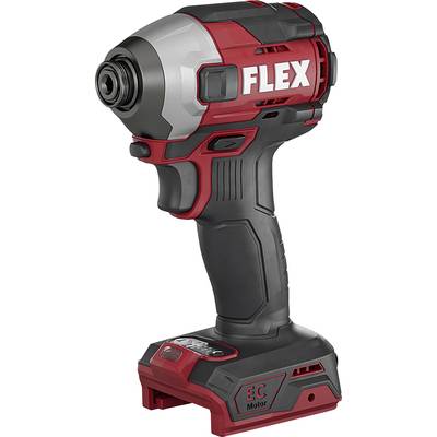 Een rode accuschroevendraaier van Flex met een ergonomisch ontworpen handgreep.