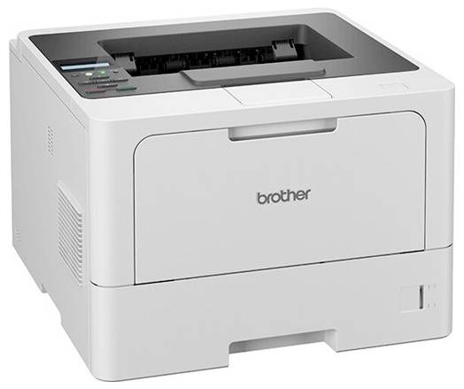 Een witte printer met het opschrift 'brother' aan de voorkant, met bedieningselementen op de linkerbovenhoek.