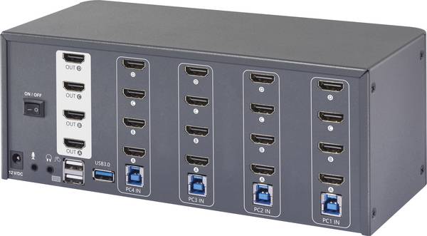 SpeaKa Professional 4 Port HDMI Multi Display KVM Switch 4 x 4 poorten KVM-console HDMI 3840 x 2160 Pixel