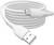 Een wit USB-kabel, opgerold, met een USB-A- en een USB-C-connector, geschikt voor het verbinden en opladen van apparaten.