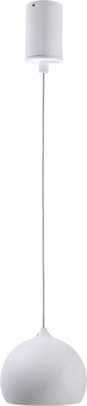 Een eenvoudige witte hanglamp met een ronde lampenkap en verstelbaar snoer, geschikt voor moderne interieurs.