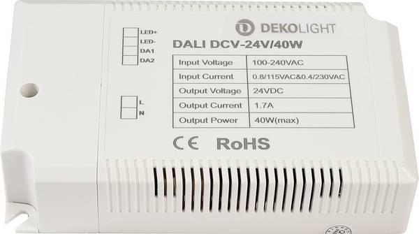 Deko Light BASIC, DIM, CV, EUP40D-1W24V-0 LED-transformator Constante spanning 40 W 0 - 1700 mA 24 V/DC Dimbaar 1 stuk(s)