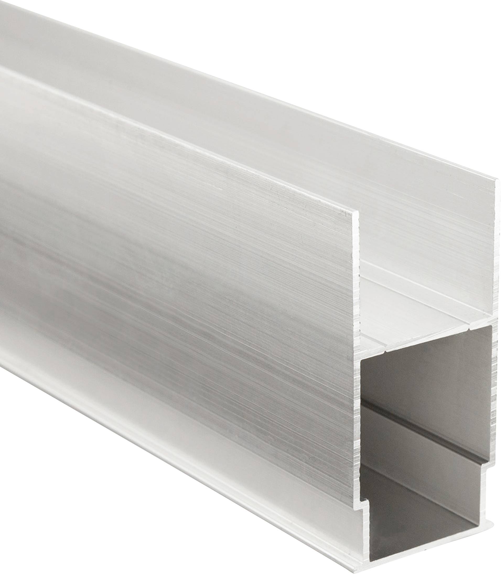 Metalen aluminium U-profiel, voornamelijk gebruikt voor bouw- en industriële toepassingen.