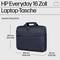 Een zwarte laptoptas van HP voor 16 inch, 405 mm breed, 305 mm hoog, 60 mm diep. Gewicht: 0,51 kg.