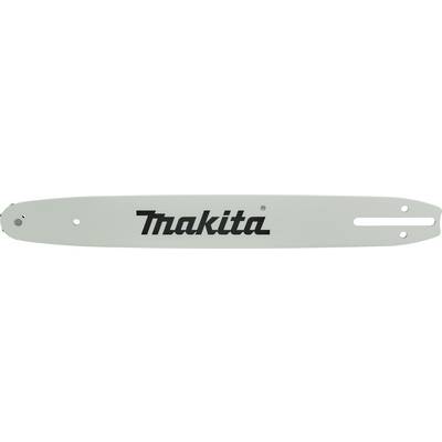 Zaagblad met het Makita-logo in zwarte letters op een grijze achtergrond.