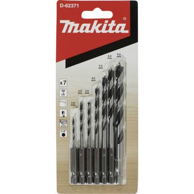 Makita D-62371 Hout-spiraalboorset 2.0 mm, 3.0 mm, 4.0 mm, 5.0 mm, 6.0 mm, 8.0 mm 1/4" (6.3 mm) 1 stuk(s)