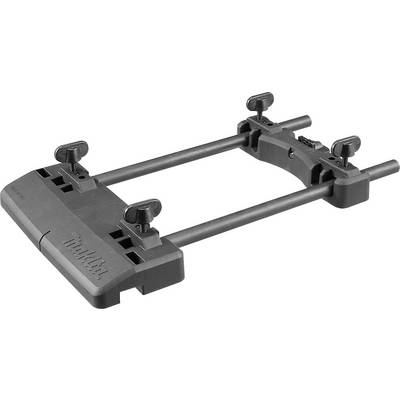Mobiele standaard voor gereedschap met vier verstelbare bevestigingen en een slipvrij platform. Geschikt voor het stabiliseren van apparaten.