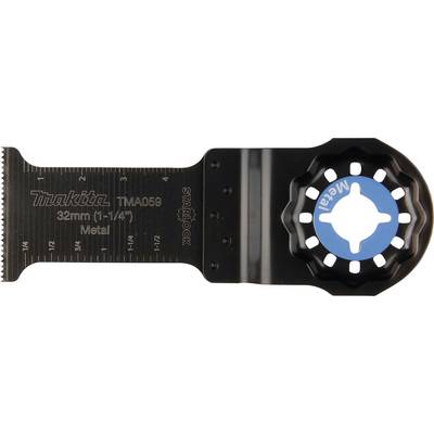 Zwart zaagblad voor multifunctioneel gereedschap, merk Makita, 32 mm, Starlock-aansluiting, geschikt voor metaal.