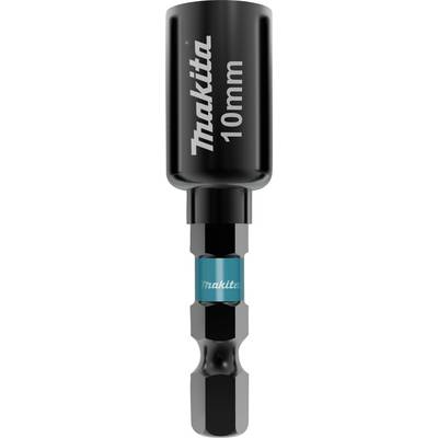 Een zwarte magnetische stelsleutel van Makita met 10 mm, geschikt voor schroeven met zeskantkoppen.