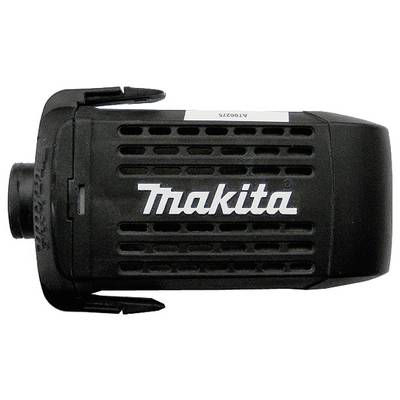 Zwart Makita gereedschapsbehuizing met ventilatiesleuven en wit Makita-logo. Geschikt voor elektrisch gereedschapsonderdelen.