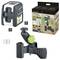 Laservaterpas 'Laserliner SmartCross-Laser GX Set' met wit behuizing, statief-houder en verpakking toont toepassingsvoorbeeld.