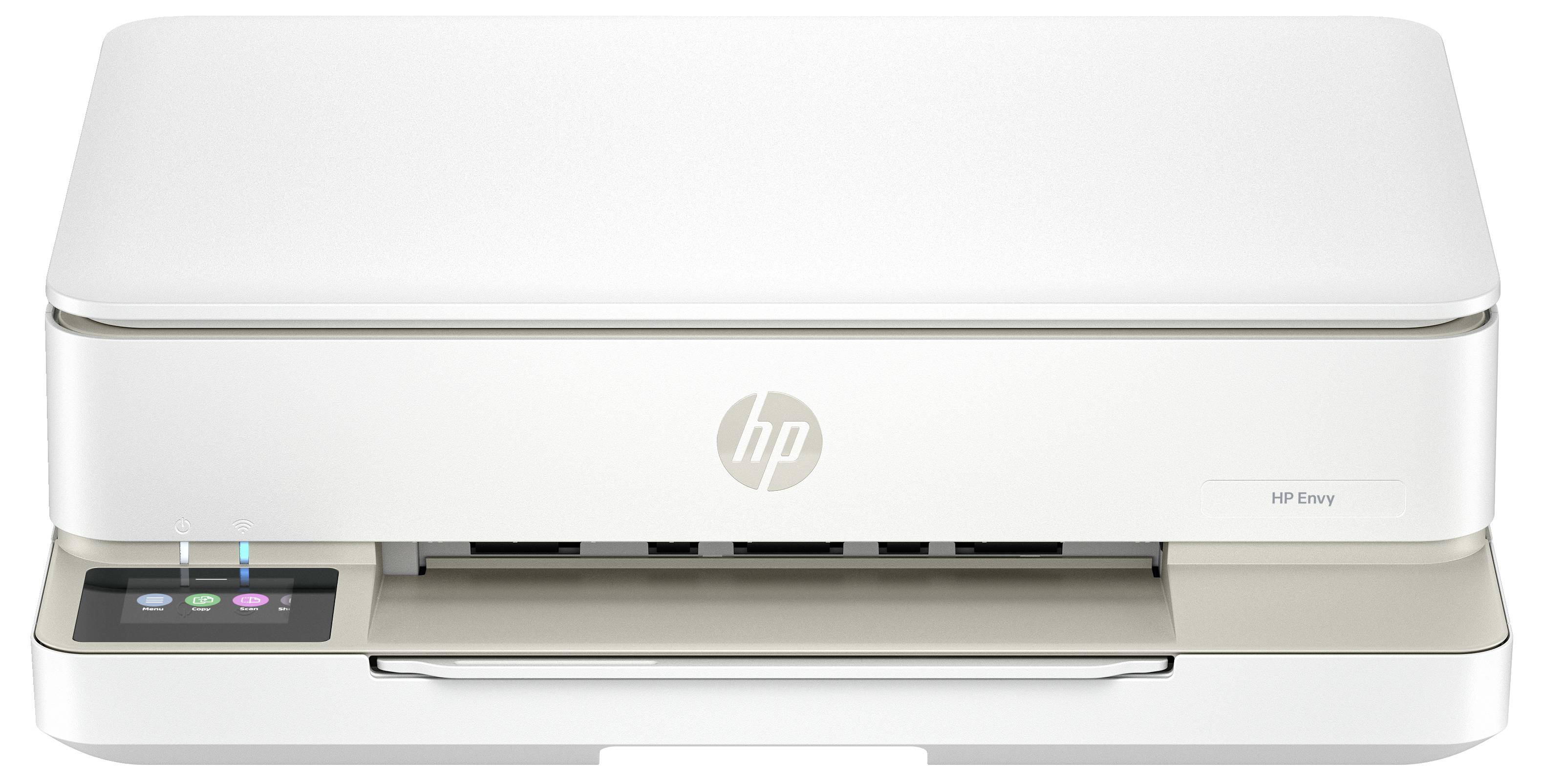 Een witte multifunctionele printer met een touchscreen-bedieningspaneel aan de voorkant, geschikt voor printen, scannen en kopiëren.