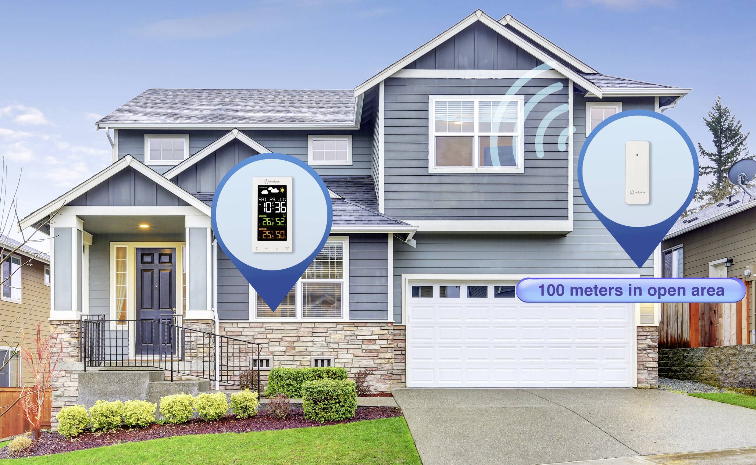 Renkforce RF-6701490 Draadloos weerstation Verwachting voor 12 uur Aantal sensoren max. 3-6