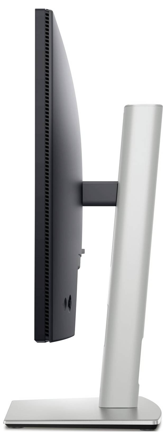 Zijaanzicht van een moderne computermonitor met smalle rand op een verstelbare standaard.