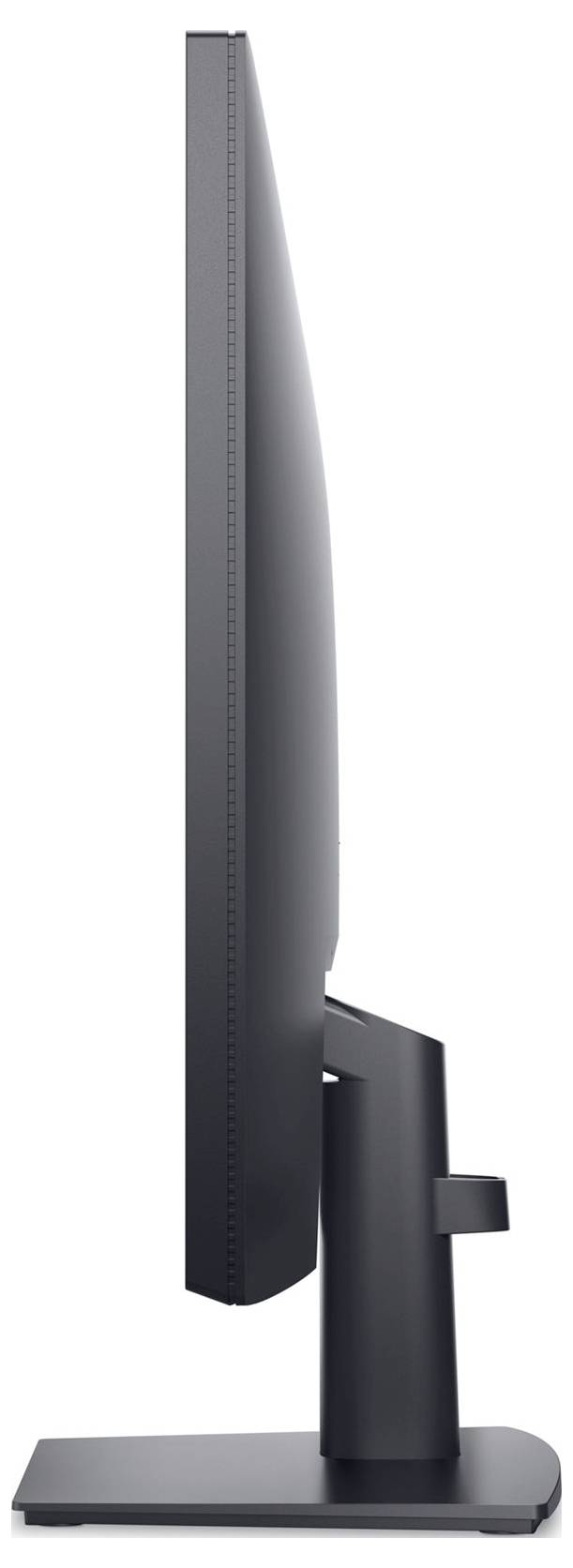 Zijaanzicht van een computerscherm met smalle rand en modern, slank ontwerp. De monitor staat op een stabiele voet.