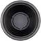 Een luidspreker van bovenaf, zwarte conus, grijze rand; cilindrische vorm, vertoont geen enkele merken of labels.