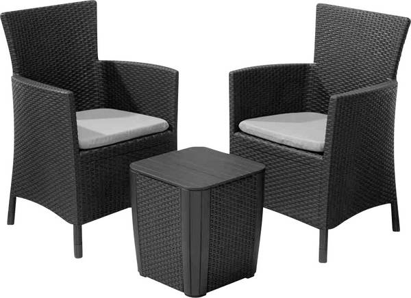 Allibert Iowa 223929 Tuinmeubelset Kunststof, Polyester Grafiet, Grijs