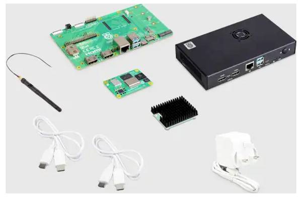 Raspberry Pi® Development Kit Raspberry Pi Compute Module 5 4 GB 4 x 2.4 GHz Incl. koellichaam, Incl. netvoeding, Incl. behuizing