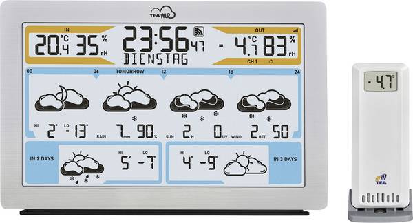 TFA Dostmann TFA.me ID-02 35.8100.54 WiFi-weerstation Verwachting voor 6 dagen Aantal sensoren max.: 5