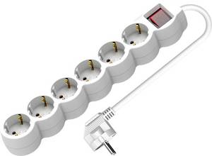 Conrad VALUE 6-voudige stekkerdoos met schakelaar, wit, 3 m aanbieding
