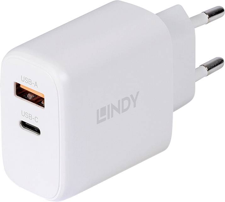 LINDY USB-oplader Type A+C GaN-oplader 65W, wit-0