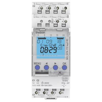 Een digitaal programma-uurapparaat met een LCD-scherm toont de huidige tijd en programma-instellingen.