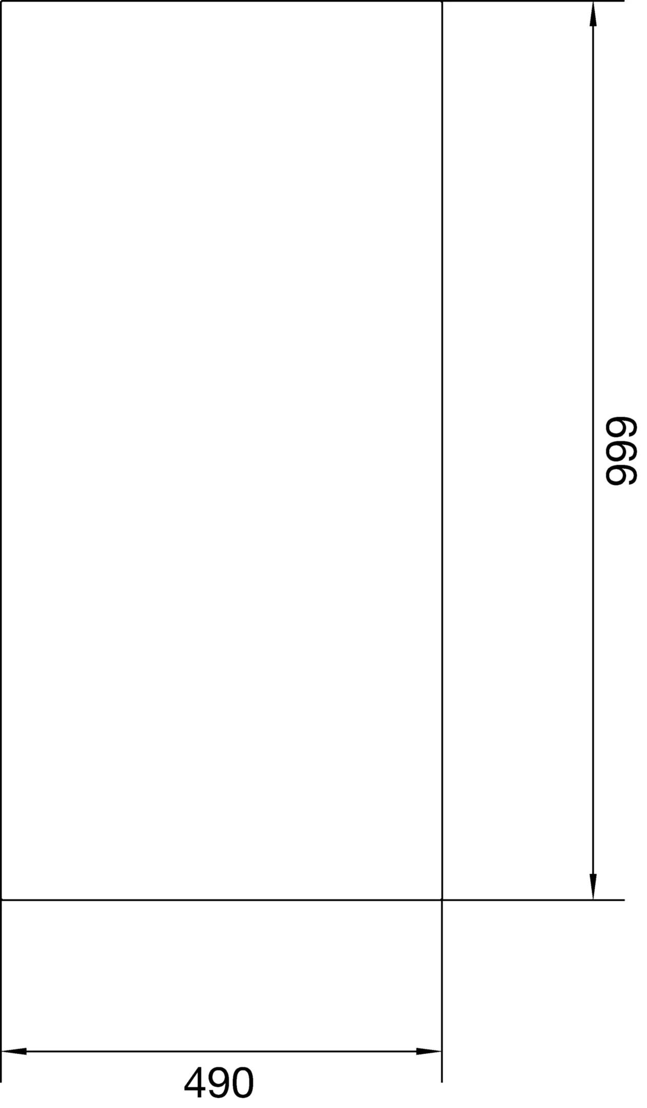 Een eenvoudig vierkant met een zwarte rand. Rechts langs de rand staat '999' verticaal geschreven.