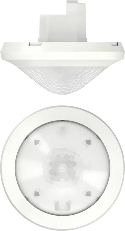 Twee cirkelvormige rookmelders, van boven en onderen afgebeeld, met gestructureerd oppervlak en centrale sensor, tonen ontwerpkenmerken.
