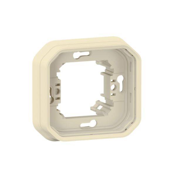Beige inbouwdoos met rechthoekige vorm, geschikt voor elektrische installaties.