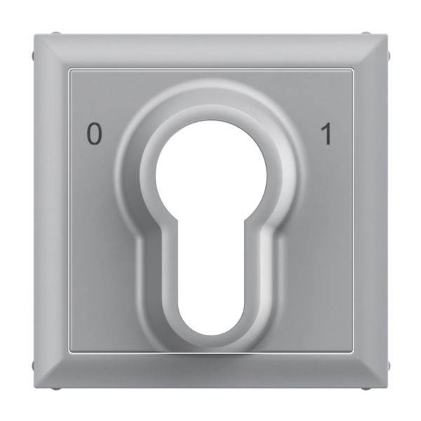 Zilveren sleutelrozet met een '0' aan de linkerkant en een '1' aan de rechterkant.