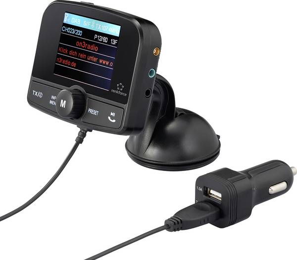 Renkforce RF-CRDAB-100 DAB+ ontvanger Zuignaphouder, Bluetooth muziekstreaming