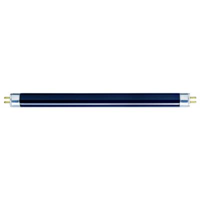 Een blauw-zwarte cilinder met zilveren doppen aan beide uiteinden. De uiteinden hebben korte, gouden pennen in het midden.