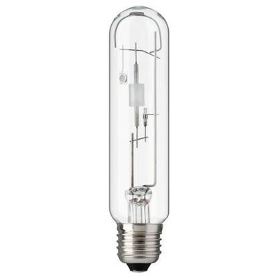 Een heldere lichtbol in de vorm van een cilinder met zichtbare binnencomponenten zoals filamenten en aansluitingen.
