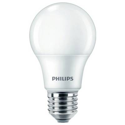 Een Philips LED-lamp met E27-fitting. De lamp heeft een matte afwerking en is energiezuinig.