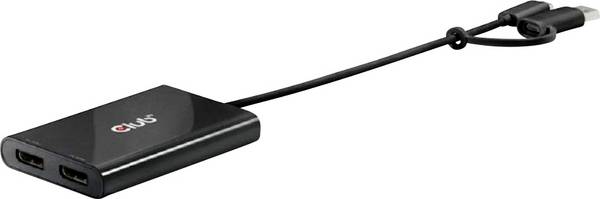 club3D USB-C Adapter [1x USB-C stekker, USB-A-stekker - 2x DisplayPort bus] CSV-1478 0.18 m 4K UHD
