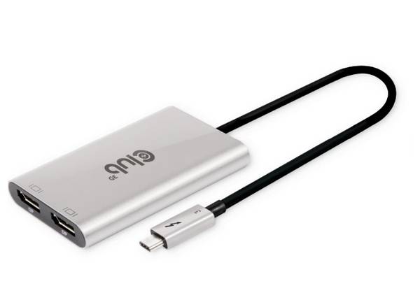 club3D Thunderbolt 3 Adapter [1x Thunderbolt 3-stekker (USB-C®) - 2x DisplayPort bus] CSV-1586 0.22 m