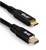 Een zwarte kabel met twee aansluitingen: USB-C aan de ene kant en Mini DisplayPort (D40) aan de andere kant.