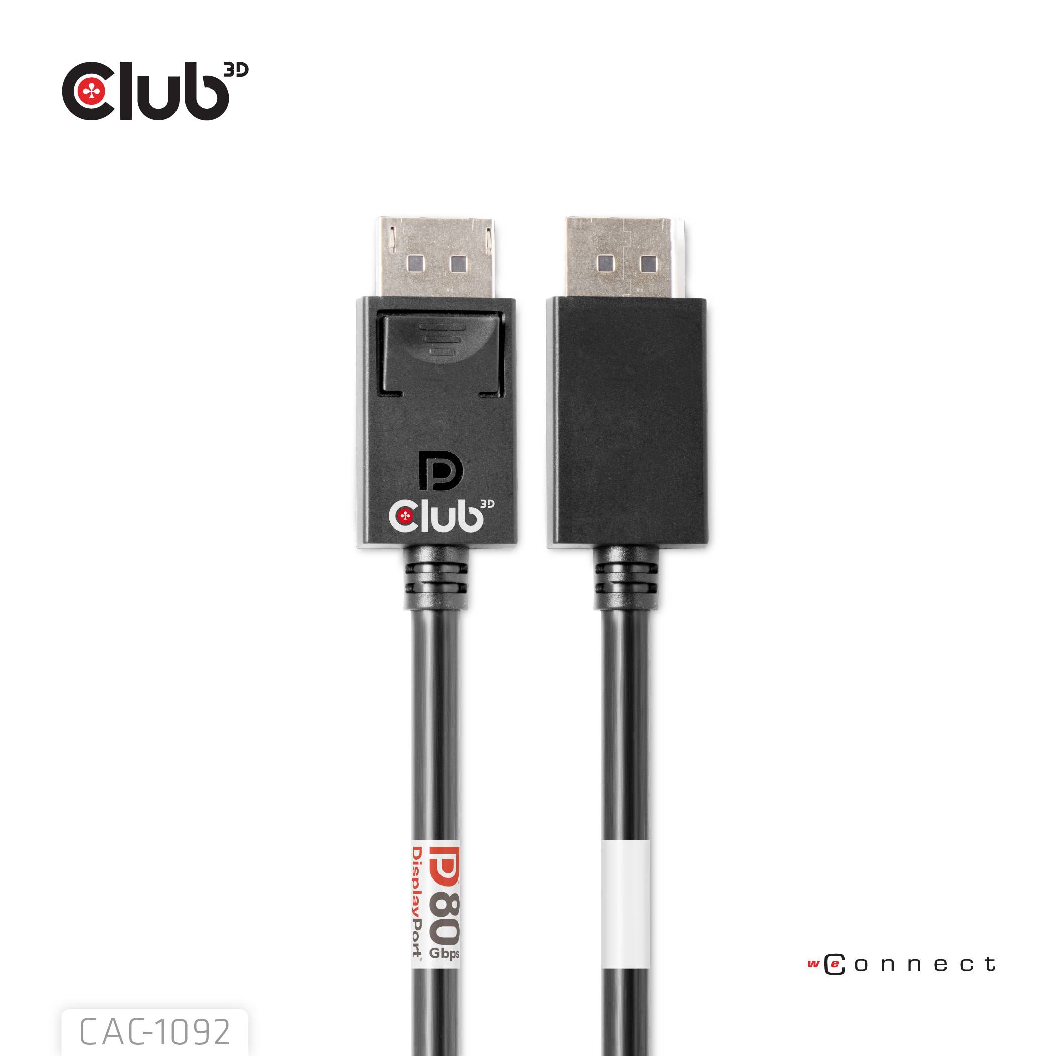 club3D CAC-1092 DisplayPort-kabel DisplayPort Aansluitkabel DisplayPort-stekker 1.6 m Zwart-6