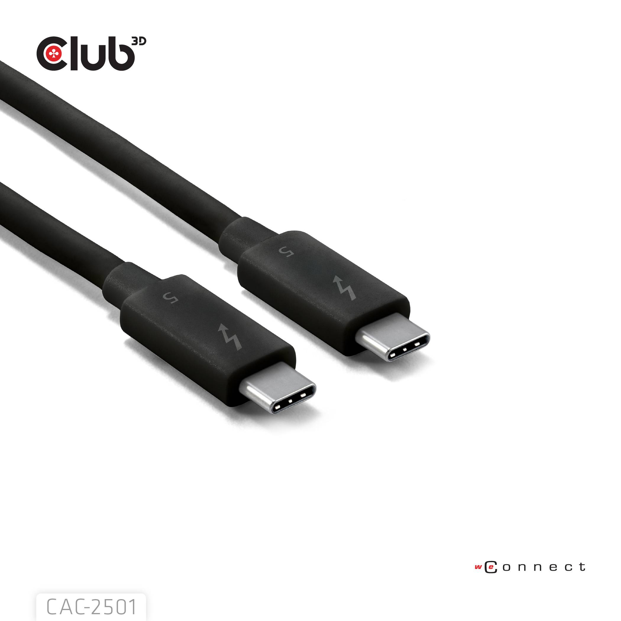 club3D CAC-2501 Thunderbolt-kabel Thunderbolt 5 Thunderbolt (USB-C) stekker 1.00 m Zwart Halogeenvrij-5