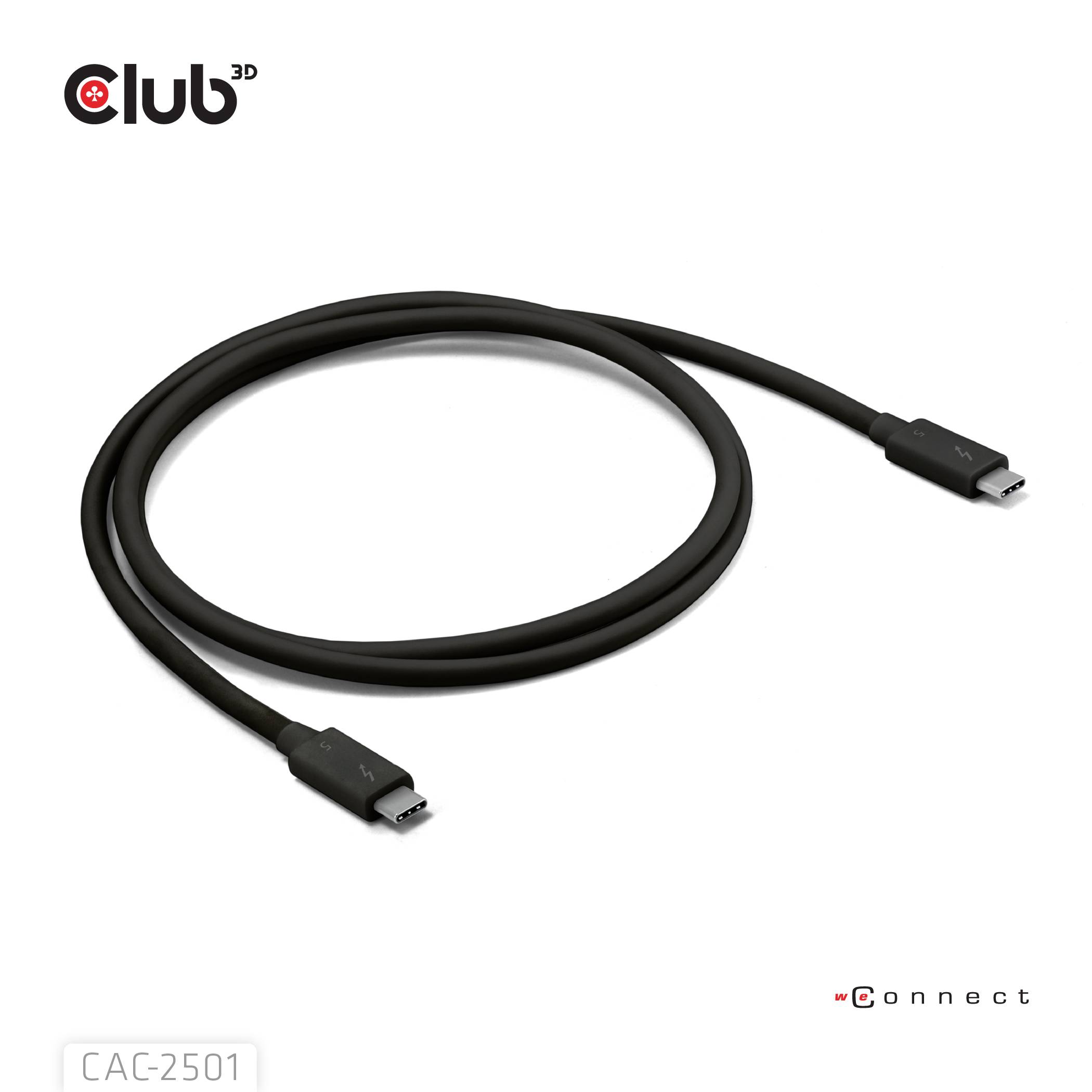 club3D CAC-2501 Thunderbolt-kabel Thunderbolt 5 Thunderbolt (USB-C) stekker 1.00 m Zwart Halogeenvrij-6