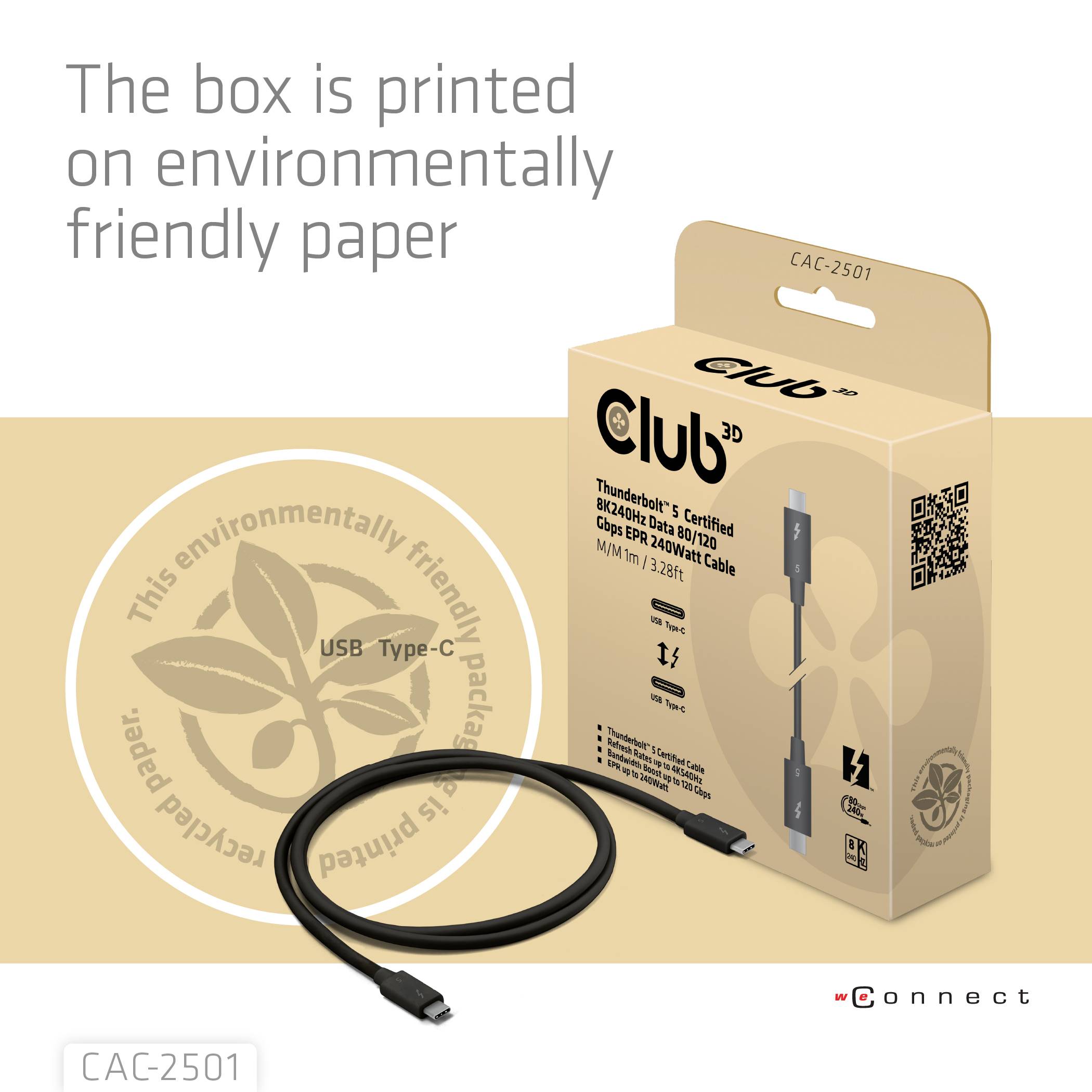 club3D CAC-2501 Thunderbolt-kabel Thunderbolt 5 Thunderbolt (USB-C) stekker 1.00 m Zwart Halogeenvrij-7