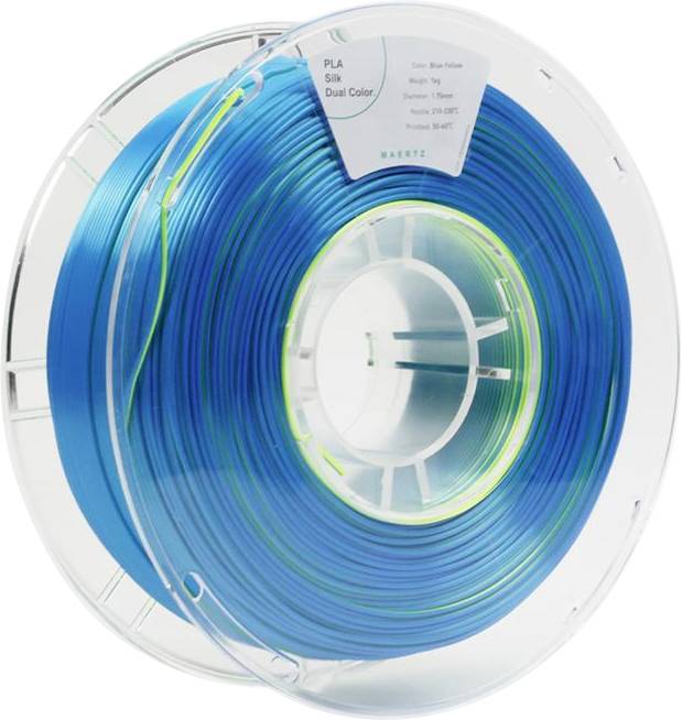 Maertz PMMA-1021-002 PMMA-1021-002 Filament PLA zijdeglans Zijdeglans 1.75 mm 1000 g Blauw, Geel 1 stuk(s)