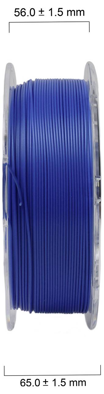 Blauwe draad op een spoel. Spoeldiameter: 65,0 ± 1,5 mm; Hoogte: 56,0 ± 1,5 mm.