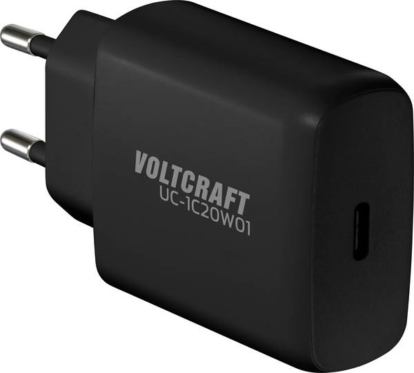 VOLTCRAFT UC-1C20W01 USB-oplader 20 W 1x USB-C USB PD, USB PD 3.0 Zwart Binnen GaN