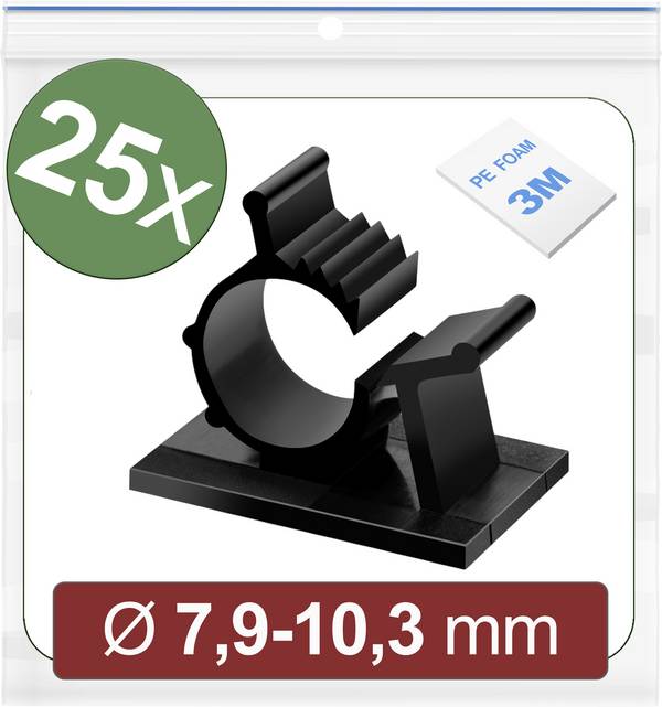 Quadrios 24CA450 Bevestigingssokkel Zelfklevend 24CA450 Bundel-Ø (bereik) 7.9 tot 10.3 mm Zwart 25 stuk(s)